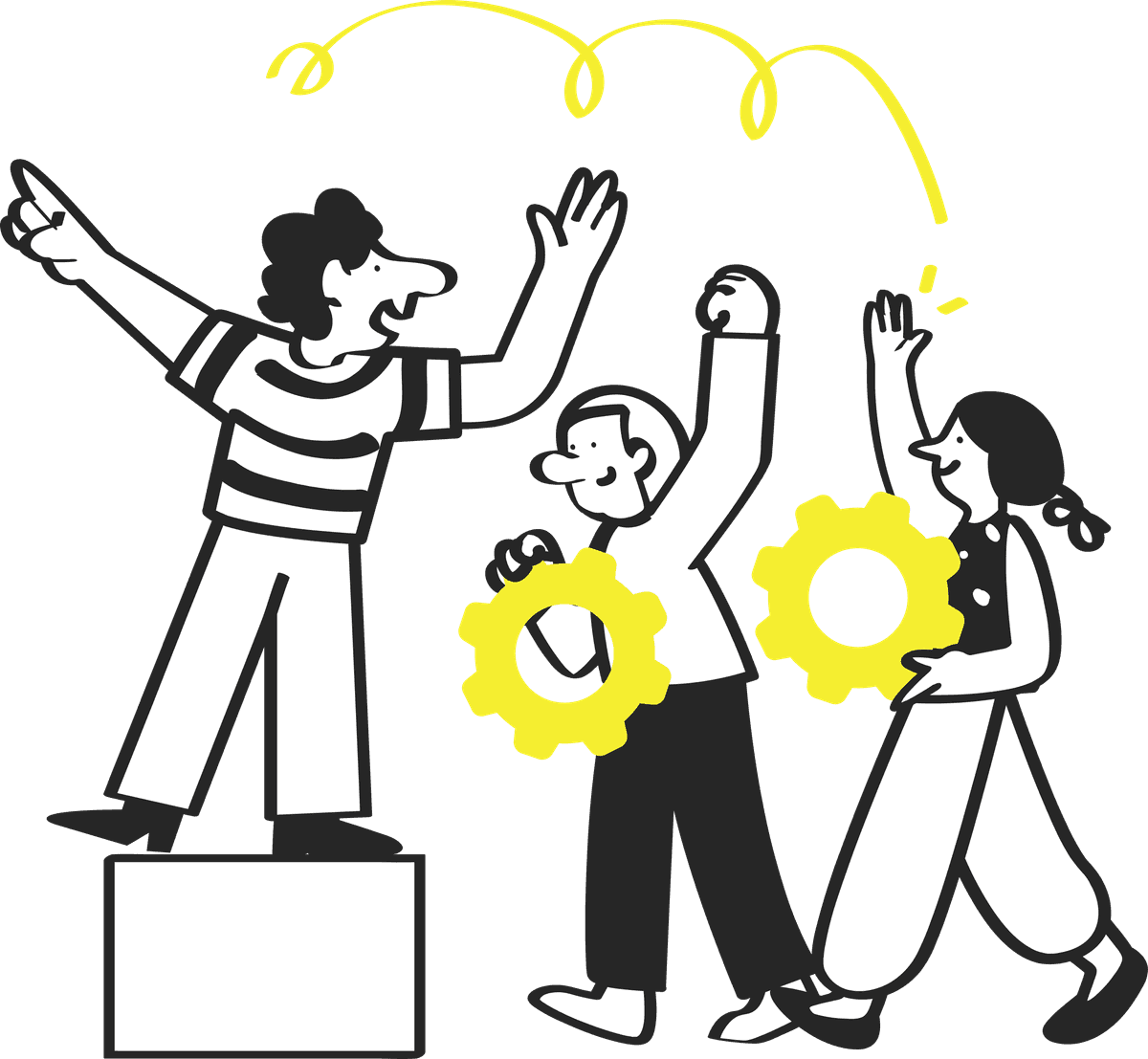 Creative team illustration with gears